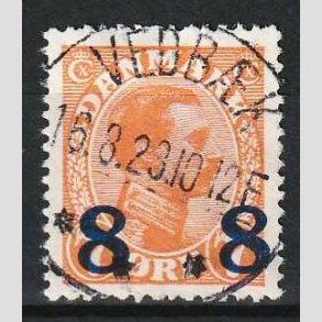 FRIM�RKER DANMARK | 1921-22 - AFA 118 - 8 8/7 �re orange provisorier - Lux Stemplet Vedb�k