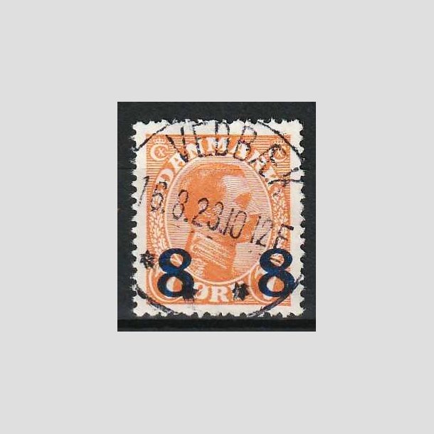 FRIM�RKER DANMARK | 1921-22 - AFA 118 - 8 8/7 �re orange provisorier - Lux Stemplet Vedb�k