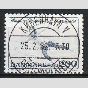 FRIM�RKER DANMARK | 1982 - AFA 745 - WM i kunstsk�jtel�b - 2 Kr. bl� - Lux Stemplet