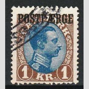 FRIM�RKER DANMARK | 1922-26 - AFA 8a - 1 Kr. brun/bl� Postf�rge - Stemplet