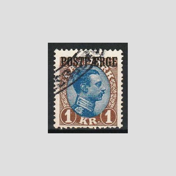 FRIM�RKER DANMARK | 1922-26 - AFA 8a - 1 Kr. brun/bl� Postf�rge - Stemplet