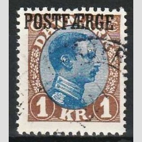 FRIM�RKER DANMARK | 1922-26 - AFA 8 - 1 Kr. brun/bl� Postf�rge - Stemplet