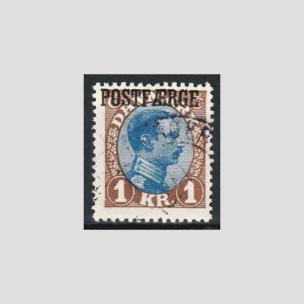 FRIM�RKER DANMARK | 1922-26 - AFA 8 - 1 Kr. brun/bl� Postf�rge - Stemplet