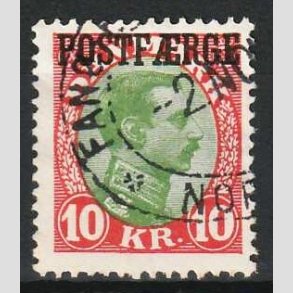 FRIM�RKER DANMARK | 1930 - AFA 14 - 10 Kr. r�d/gr�n Postf�rge - Stemplet 