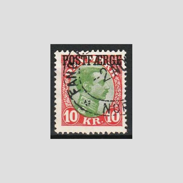 FRIM�RKER DANMARK | 1930 - AFA 14 - 10 Kr. r�d/gr�n Postf�rge - Stemplet 