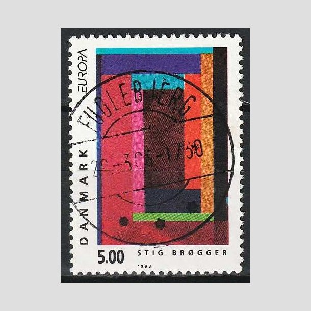 FRIM�RKER DANMARK | 1993 - AFA 1042 - Nutidskunst - 5,00 Kr. flerfarvet - Pragt Stemplet Fuglebjerg