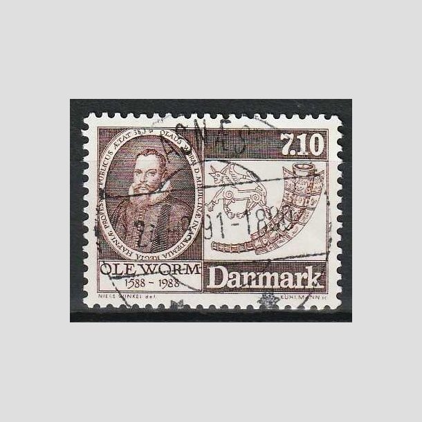 FRIM�RKER DANMARK | 1988 - AFA 905 - Naturforskeren Ole Worm  - 7,10 Kr. brun - Lux Stemplet Asn�s