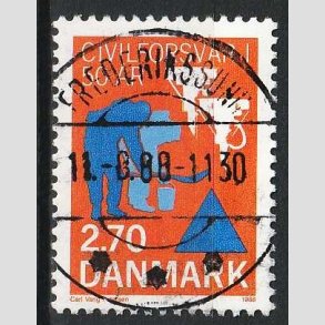 FRIM�RKER DANMARK | 1988 - AFA 908 - Civilforsvaret 50 �r. - 2,70 Kr. orange/bl� - Lux Stemplet Frederikssund