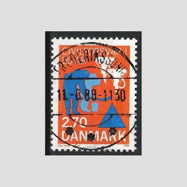 FRIM�RKER DANMARK | 1988 - AFA 908 - Civilforsvaret 50 �r. - 2,70 Kr. orange/bl� - Lux Stemplet Frederikssund