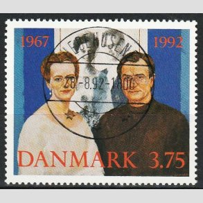 FRIM�RKER DANMARK | 1992 - AFA 1023 - S�lvbryllup - 3,75 Kr. flerfarvet - Lux Stemplet Hedehusene