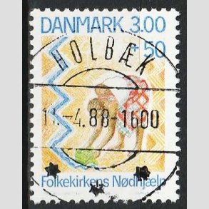 FRIM�RKER DANMARK | 1988 - AFA 907 - Folkekirkens N�dhj�lp - 3,00 Kr. + 50 �re - Lux Stemplet Holb�k