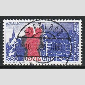 FRIM�RKER DANMARK | 1986 - AFA 860 - Venskabsbyer - 3,80 Kr. r�d/bl� - Lux Stemplet Stenl�se