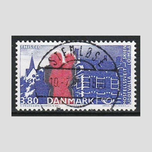 FRIM�RKER DANMARK | 1986 - AFA 860 - Venskabsbyer - 3,80 Kr. r�d/bl� - Lux Stemplet Stenl�se