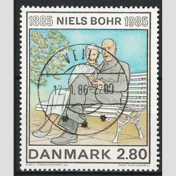 FRIM�RKER DANMARK | 1985 - AFA 842 - Niels Bohr - 2,80 Kr. flerfarvet - Pragt Stemplet Vejle