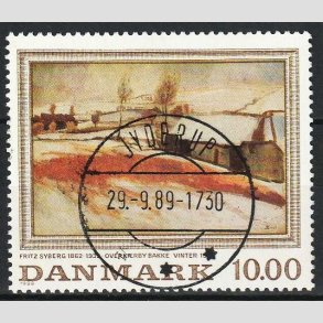 FRIM�RKER DANMARK | 1988 - AFA 922 - Fritz Syberg - 10,00 Kr. flerfarvet - Lux Stemplet Jyderup