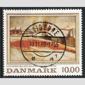 FRIM�RKER DANMARK | 1988 - AFA 922 - Fritz Syberg - 10,00 Kr. flerfarvet - Lux Stemplet Hvidovre