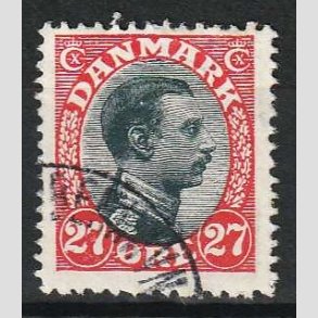 FRIM�RKER DANMARK | 1918-20 - AFA 102 - Chr. X 27 �re r�d/sort - P�nt Stemplet