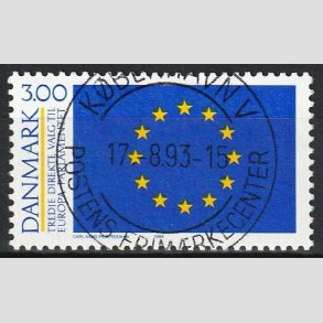 FRIM�RKER DANMARK | 1989 - AFA 940 - Valg til EU Parlamentet - 3,00 Kr. bl�/gul - Lux Stemplet 