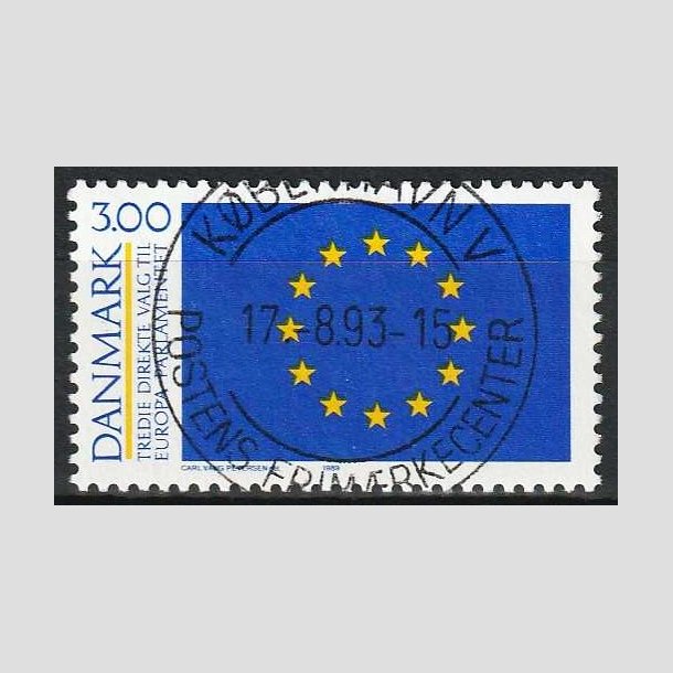 FRIM�RKER DANMARK | 1989 - AFA 940 - Valg til EU Parlamentet - 3,00 Kr. bl�/gul - Lux Stemplet 