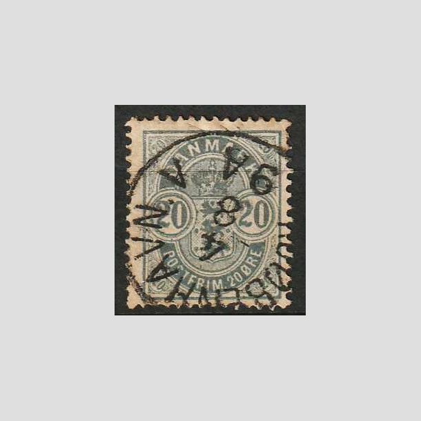 FRIM�RKER DANMARK | 1882 - AFA 33 - 20 �re bl� "Sm� hj�rnetal" - P�nt Stemplet