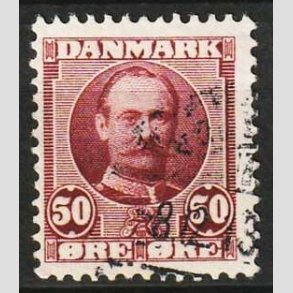 FRIM�RKER DANMARK | 1907 - AFA 58 - Frederik VIII 50 �re r�dlilla - Stemplet
