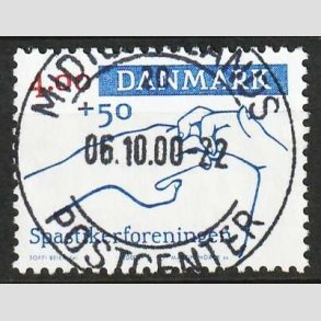 FRIM�RKER DANMARK | 2000 - AFA 1263 - Spastikerforeningen - 4,00 Kr. + 50 �re bl�/r�d - Pragt Stemplet