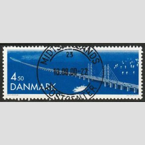 FRIM�RKER DANMARK | 2000 - AFA 1254 - �resundsforbindelsen - 4,50 Kr. bl� - Pragt Stemplet 