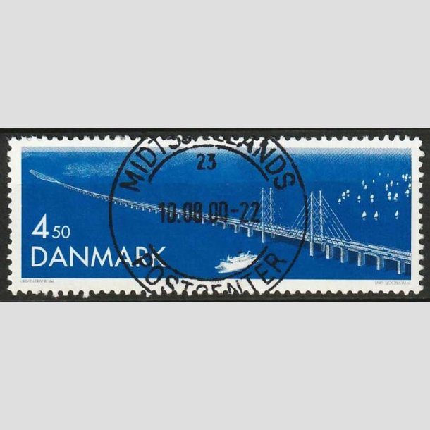 FRIM�RKER DANMARK | 2000 - AFA 1254 - �resundsforbindelsen - 4,50 Kr. bl� - Pragt Stemplet 