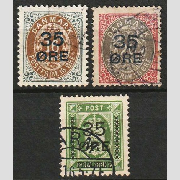 FRIM�RKER DANMARK | 1912  - AFA 60,61,62 - 35 �res Provisorier i komplet s�t - Stemplet
