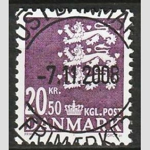 FRIM�RKER DANMARK | 2008 - AFA 1532 - Lille Rigsv�ben - 20,50 Kr. violet - Pragt Stemplet