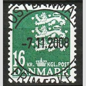 FRIM�RKER DANMARK | 2008 - AFA 1531 - Lille Rigsv�ben - 16,00 Kr. m�rkgr�n - Lux Stemplet