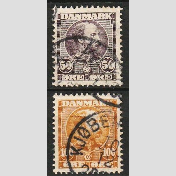 FRIM�RKER DANMARK | 1904-05 - AFA 50+51 - Chr. IX - 50 +100 �re - Stemplet