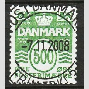 FRIM�RKER DANMARK | 2008 - AFA 1530E - B�lgelinie - 500 �re lys gr�n - Pragt Stemplet