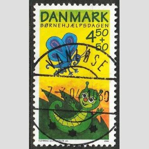 FRIM�RKER DANMARK | 2004 - AFA 1383 - B�rnehj�lpsdagen - 4,50 Kr. + 50 �re - Lux Stemplet Vanl�se