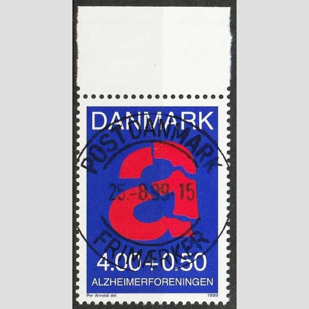 FRIM�RKER DANMARK | 1999 - AFA 1220 - Alzheimerforeningen - 4,00 Kr. + 0,50 �re r�d/bl� - Pragt Stemplet