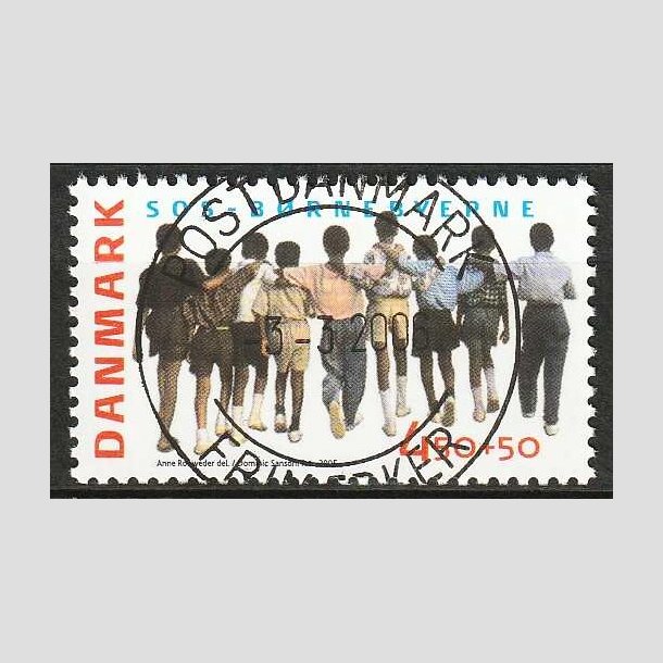 FRIM�RKER DANMARK | 2005 - AFA 1416 - SOS-B�rnebyerne - 4,50 + 0,50 Kr. flerfarvet - Pragt Stemplet