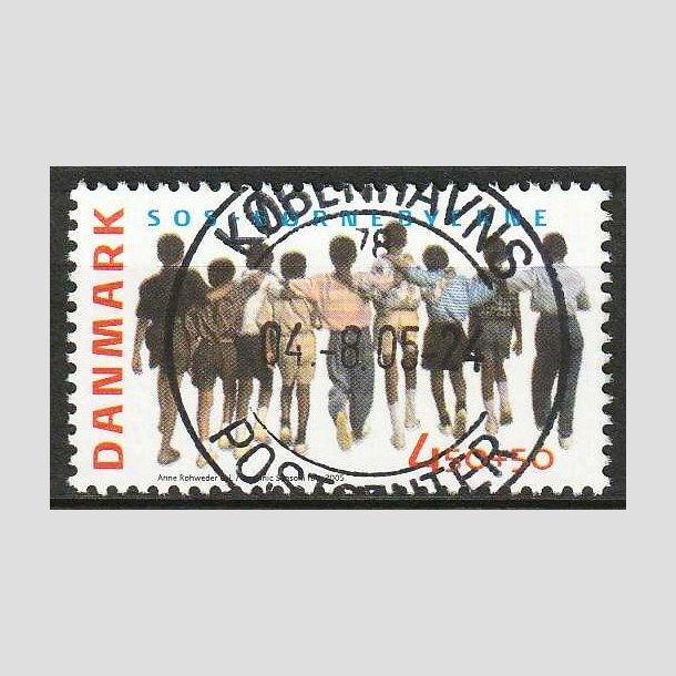 FRIM�RKER DANMARK | 2005 - AFA 1416 - SOS-B�rnebyerne - 4,50 + 0,50 Kr. flerfarvet - Pragt Stemplet