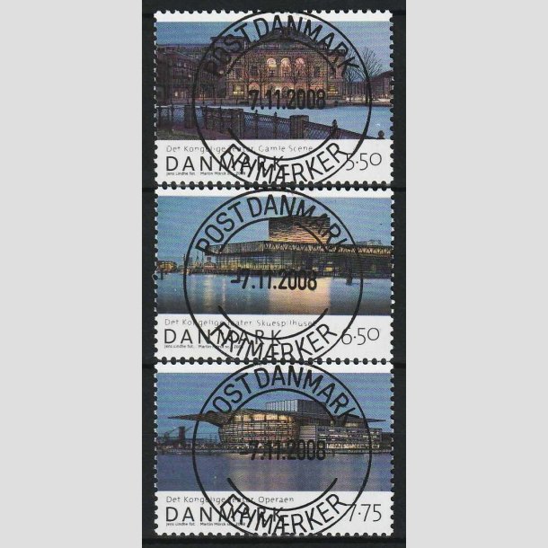 FRIM�RKER DANMARK | 2008 - AFA 1526-28 - Den danske nationalscene - Komplet s�t - Pragt Stemplet