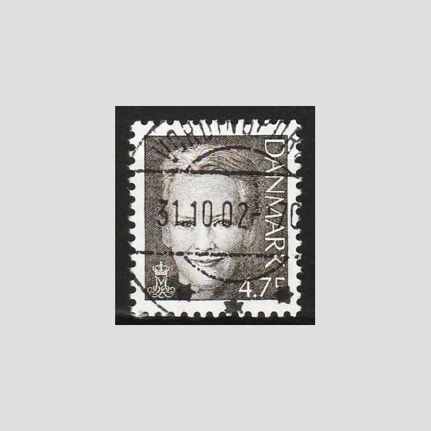 FRIM�RKER DANMARK | 2002 - AFA 1304 - Dronning Margrethe II - 4,75 kr. sortbrun - Pragt Stemplet