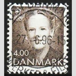 FRIM�RKER DANMARK | 1996 - AFA 1122 - Dronning Margrethe - 4,00 Kr. brun - Pragt Stemplet