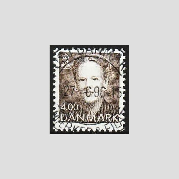 FRIM�RKER DANMARK | 1996 - AFA 1122 - Dronning Margrethe - 4,00 Kr. brun - Pragt Stemplet
