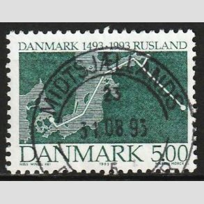 FRIM�RKER DANMARK | 1993 - AFA 1049 - Traktat Danmark-Rusland - 5,00 Kr. gr�n - Lux Stemplet