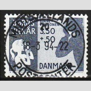 FRIM�RKER DANMARK | 1991 - AFA 992 - B�rns Vilk�r - 3,50 + 0,50 Kr. bl� - Pragt Stemplet