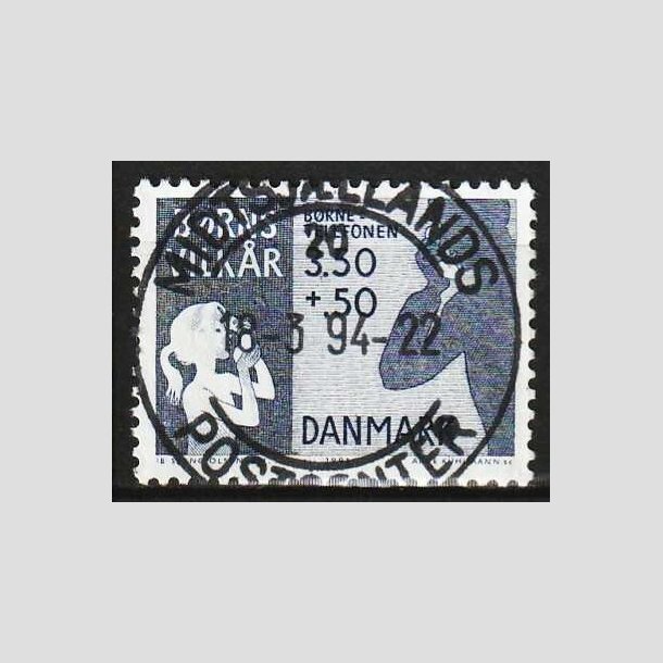 FRIM�RKER DANMARK | 1991 - AFA 992 - B�rns Vilk�r - 3,50 + 0,50 Kr. bl� - Pragt Stemplet