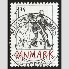 FRIM�RKER DANMARK | 1992 - AFA 1030 - Danske tegneseriefigurer - 4,75 Kr. sort/r�d - Pragt Stemplet