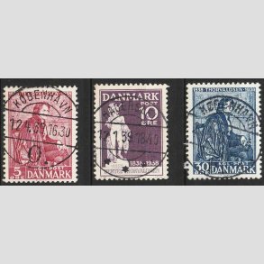 FRIM�RKER DANMARK | 1938 - AFA 249-51 - Thorvaldsen - i s�t - Lux Stemplet