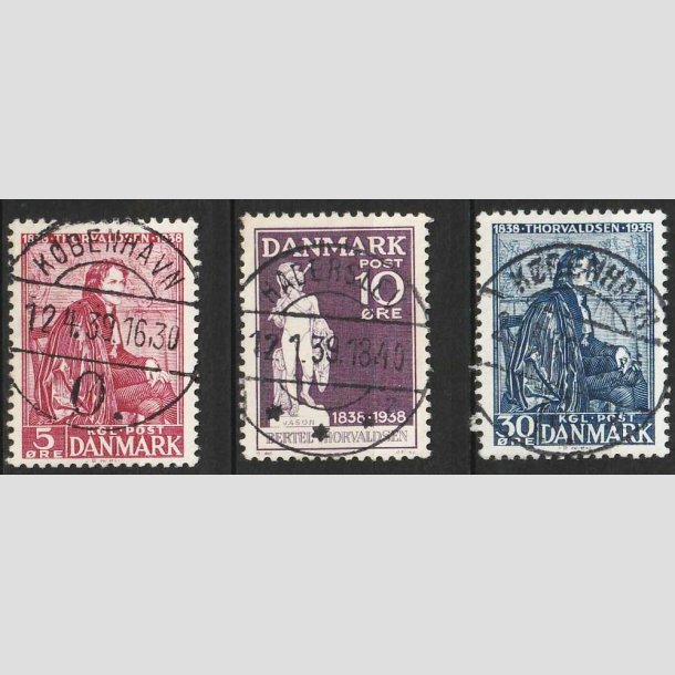 FRIM�RKER DANMARK | 1938 - AFA 249-51 - Thorvaldsen - i s�t - Lux Stemplet