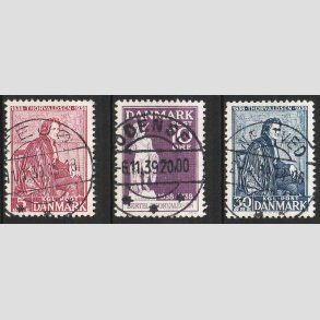 FRIM�RKER DANMARK | 1938 - AFA 249-51 - Thorvaldsen - i s�t - Lux Stemplet