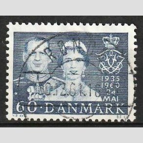 FRIM�RKER DANMARK | 1960 - AFA 385 - S�lvbryllup - 60 �re bl� - Lux Stemplet R�nde