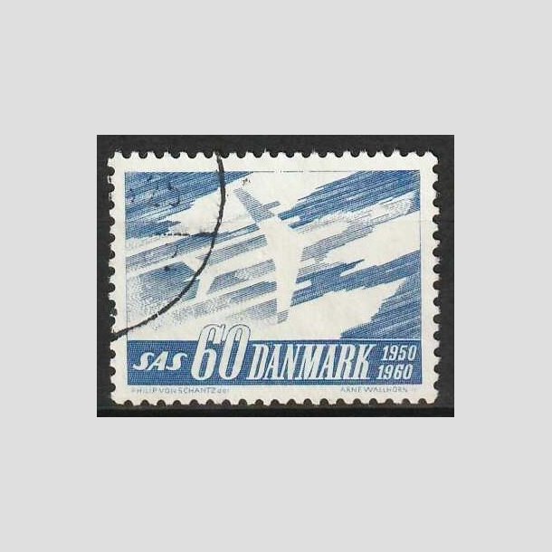 FRIM�RKER DANMARK | 1961 - AFA 391F - SAS 10 �rs jubil�um - 60 �re bl� flour - P�nt stemplet